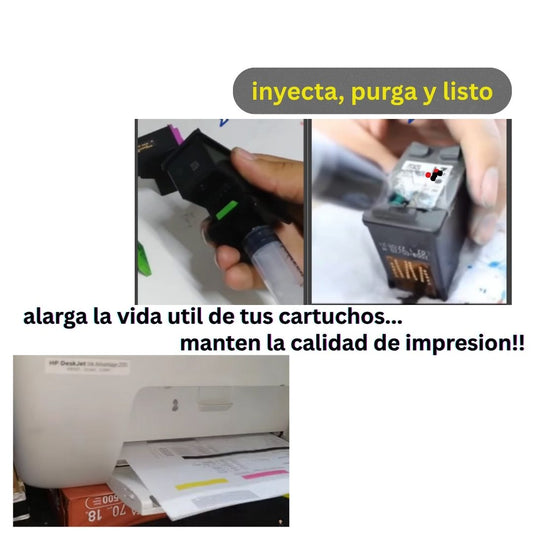 KIT DE RECARGA PARA CARTUCHOS NEGRO Y TRICOLOR