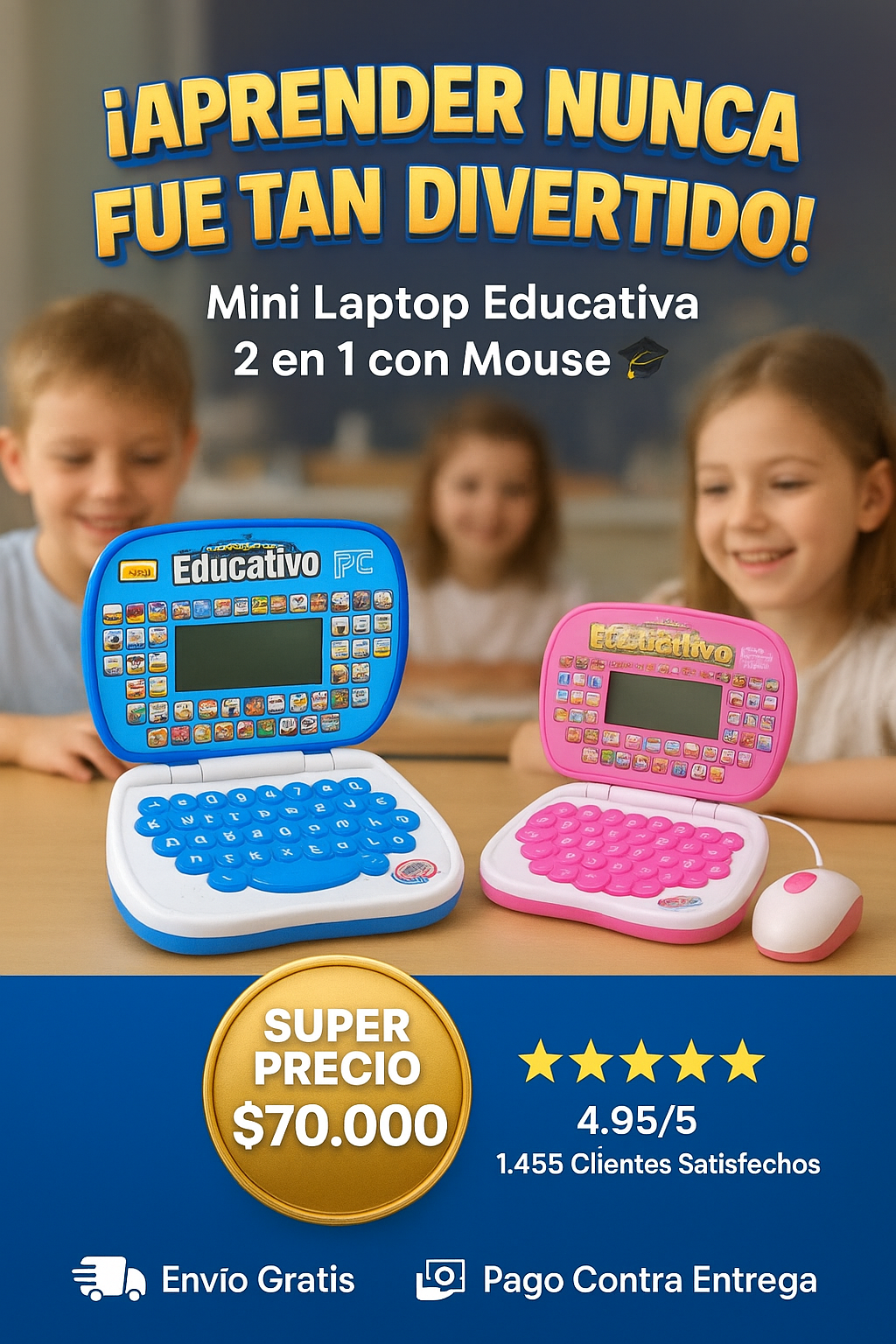 MINI COMPUTADOR EDUCATIVO 2 EN 1