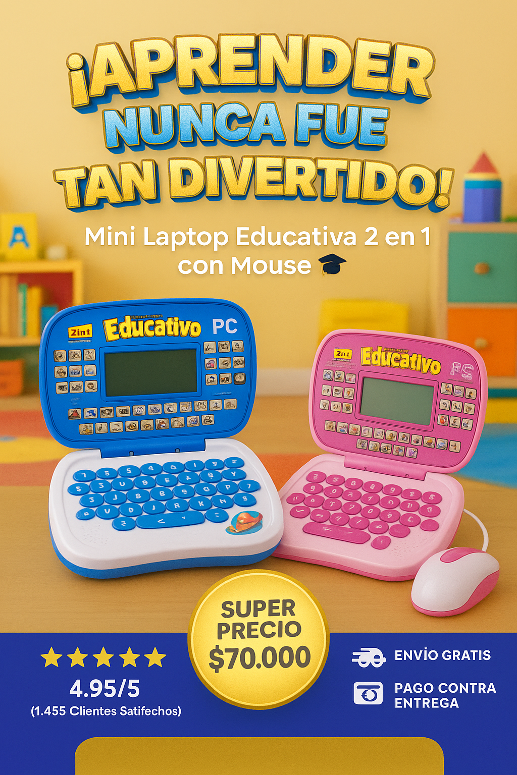 MINI COMPUTADOR EDUCATIVO 2 EN 1