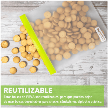 BOLSAS PARA ALIMENTOS REUTILIZABLES Y HERMETICAS LIBRES DE PBA