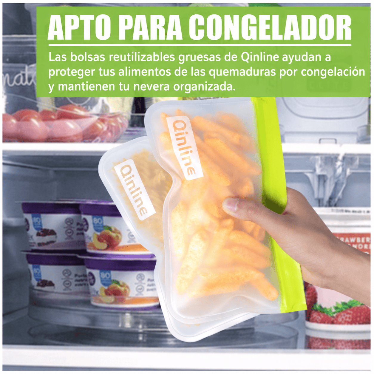 BOLSAS PARA ALIMENTOS REUTILIZABLES Y HERMETICAS LIBRES DE PBA