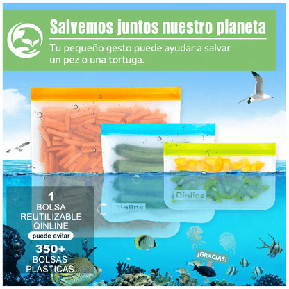BOLSAS PARA ALIMENTOS REUTILIZABLES Y HERMETICAS LIBRES DE PBA